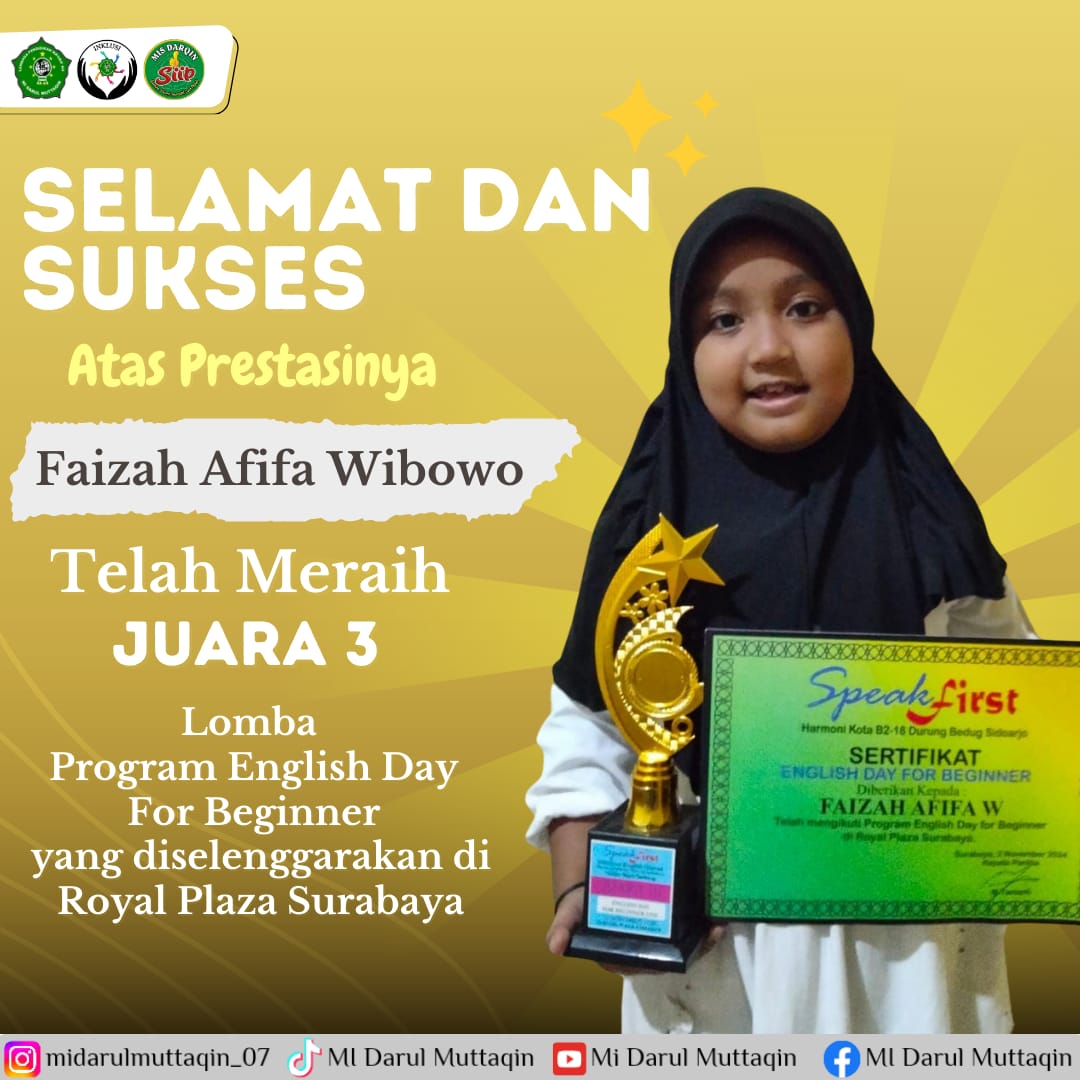 Juara 3 Lomba Program English Day For Beiginner MI Darul Muttaqin